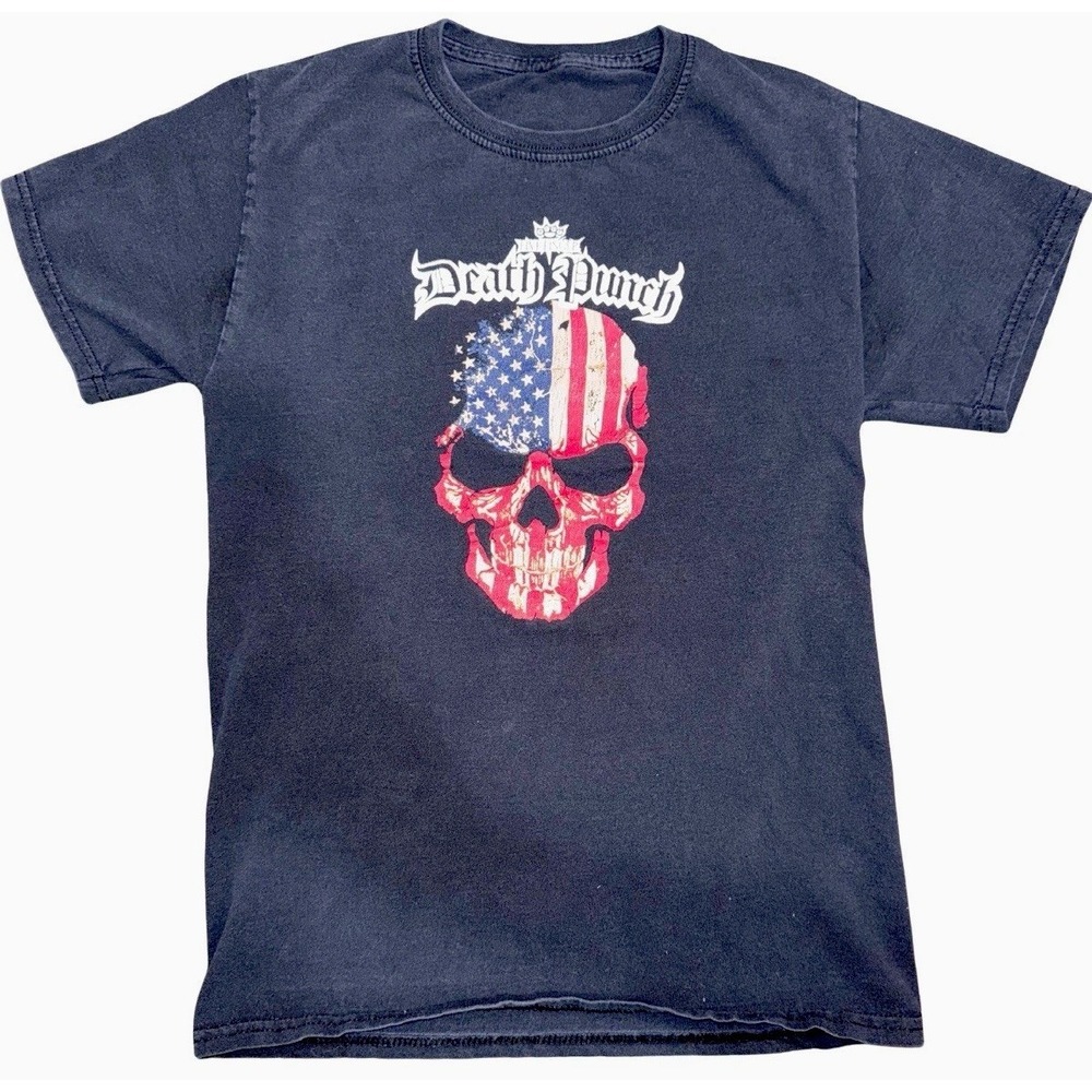 Five Finger Death Punch American Flag Skull T-Shirt Men's Size Small‎